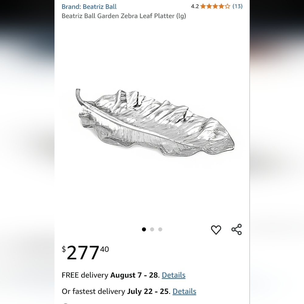 Beatriz Ball Zebrea Leaf Platter/Tray